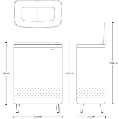 BO BEYAZ PLASTİK KAPAKLI ÇAMAŞIR SEPETİ 2X45L