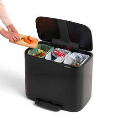 BRABANTIA - BO MATT BLACK PEDALLI ÇÖP KUTUSU 3X11L (1)