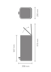 BO MATT STEEL FPP PEDALLI ÇÖP KUTUSU 30L - Thumbnail