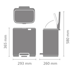 BO MINERAL INFINITE GREY PEDALLI ÇÖP KUTUSU 12L - Thumbnail