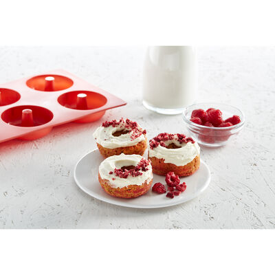 LEKUE KIRMIZI SİLİKON 6LI DOUGHNUT KALIBI