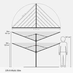 LIFT–O–MATIC 4 KOLLU DÖNER ÇAMAŞIR KURUTMA ASKISI 50M - Thumbnail