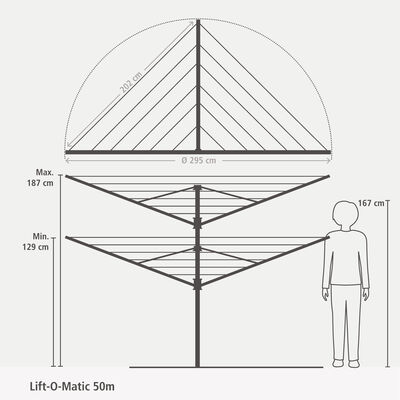 LIFT–O–MATIC 4 KOLLU DÖNER ÇAMAŞIR KURUTMA ASKISI 50M