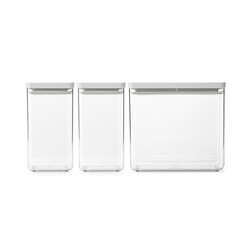 BRABANTIA - LIGHT GREY 3LÜ PLASTİK KAVANOZ SETİ 2X1,6L 1X3,5L