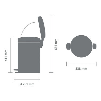 NEWICON CONFIDENT GREY PEDALLI ÇÖP KUTUSU 12L