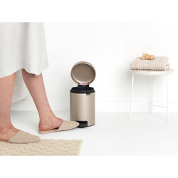 NEWICON METALLIC GOLD PEDALLI ÇÖP KUTUSU 3L - Thumbnail