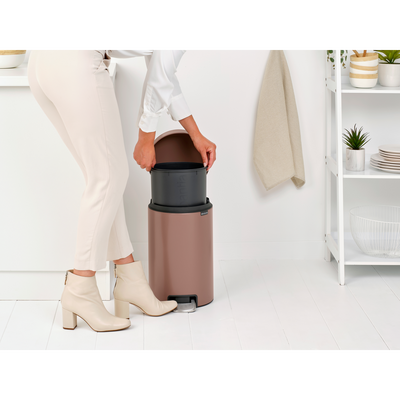NEWICON SATIN TAUPE PEDALLI ÇÖP KUTUSU 12L