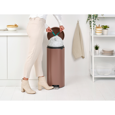 NEWICON SATIN TAUPE PEDALLI ÇÖP KUTUSU 30L