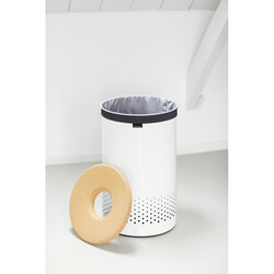 BRABANTIA - WHITE MANTAR KAPAKLI ÇAMAŞIR SEPETİ 60L (1)