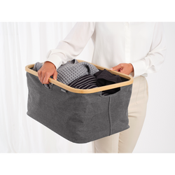 BRABANTIA - PEPPER BLACK KATLANABİLİR DİKDÖRTGEN KUMAŞ ÇAMAŞIR SEPETİ 40L (1)