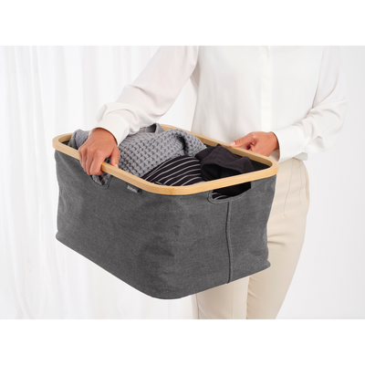 PEPPER BLACK KATLANABİLİR DİKDÖRTGEN KUMAŞ ÇAMAŞIR SEPETİ 40L