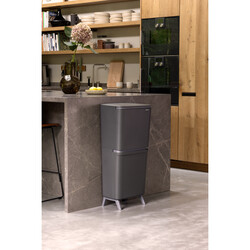 BRABANTIA - SORT UP RECYCLE HI DARK GREY İKİ BÖLMELİ ÇÖP KUTUSU 20+25L (1)