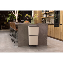 BRABANTIA - SORT UP RECYCLE HI SOFT BEIGE İKİ BÖLMELİ ÇÖP KUTUSU 20+25L (1)