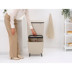 SORT UP RECYCLE HI SOFT BEIGE İKİ BÖLMELİ ÇÖP KUTUSU 20+25L - Thumbnail