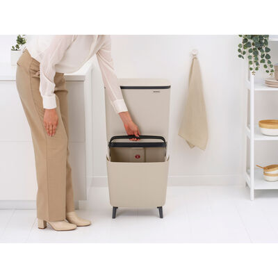 SORT UP RECYCLE HI SOFT BEIGE İKİ BÖLMELİ ÇÖP KUTUSU 20+25L
