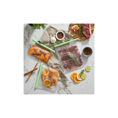 LEKUE YEŞİL 3LÜ YENİDEN KULLANILABİLİR SİLİKON DÜZ SAKLAMA POŞETİ SETİ