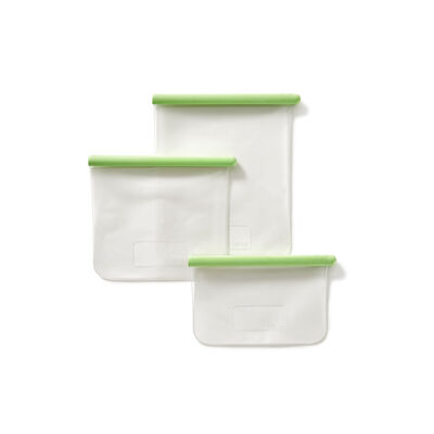 LEKUE YEŞİL 3LÜ YENİDEN KULLANILABİLİR SİLİKON DÜZ SAKLAMA POŞETİ SETİ